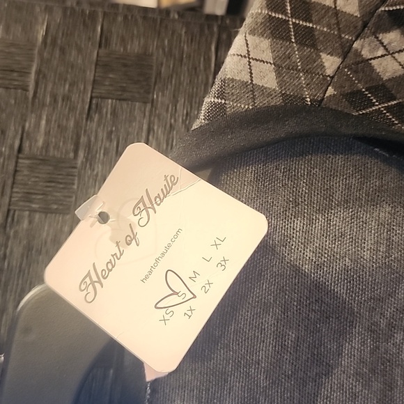 Heart Of Haute Gray Argyle Cardigan with Tie Waist Size S - Picture 2 of 3